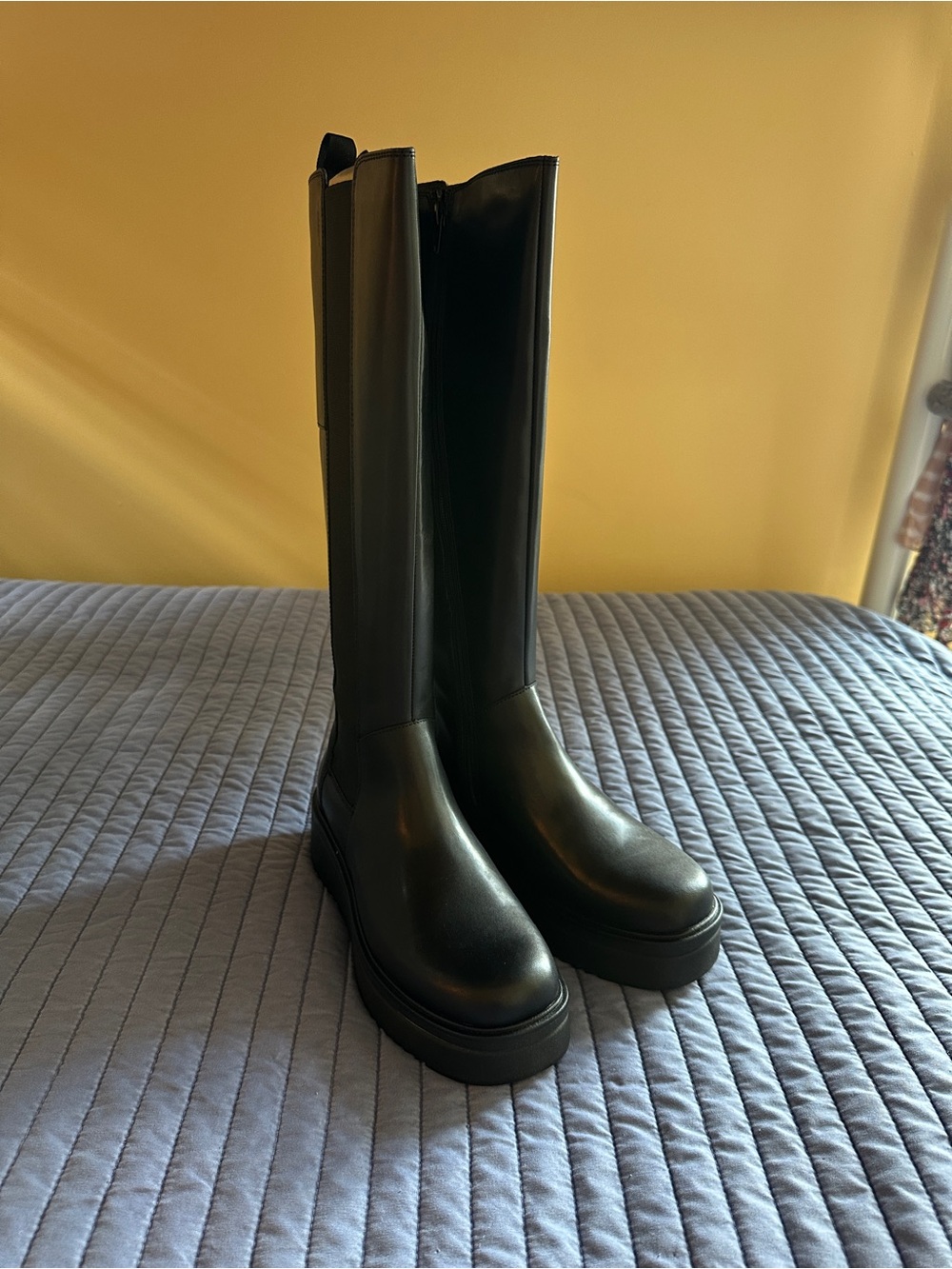 Vagabond Tara Tall Leather Knee High Platform Boots – Black – EU 39/US 8.5-9
